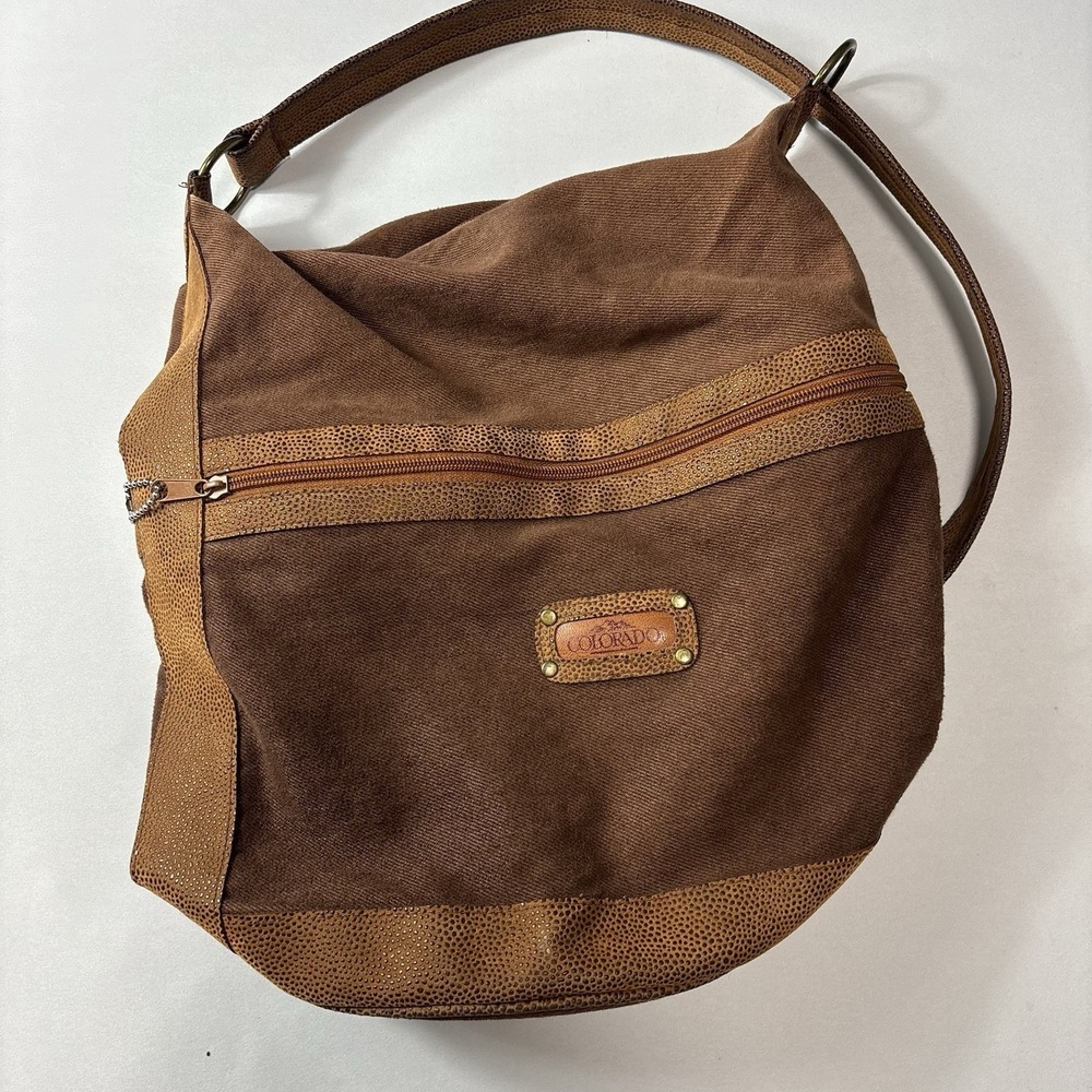 Colorado Canvas Crossbody Bag Brown Leather Trim Adjustable Strap Casual Travel